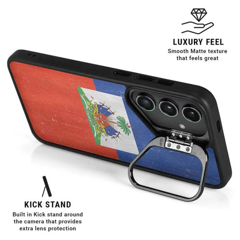 Haiti Flag Distressed Galaxy S24 Plus Kickstand Case